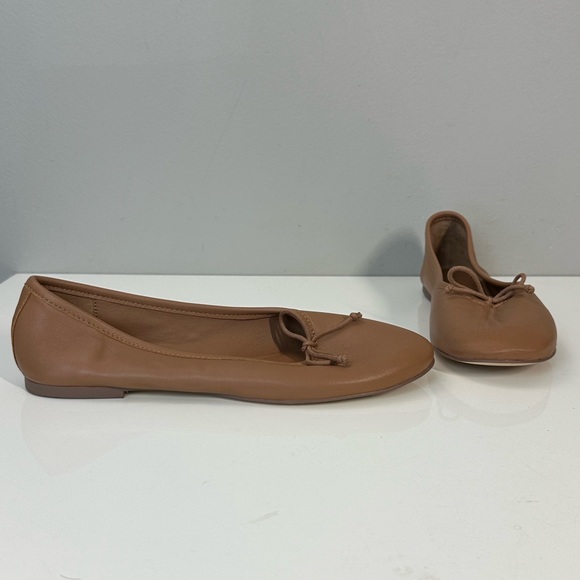 Haven Well Within Shoes - Women's Tan Leather Ballet Flats with Bow